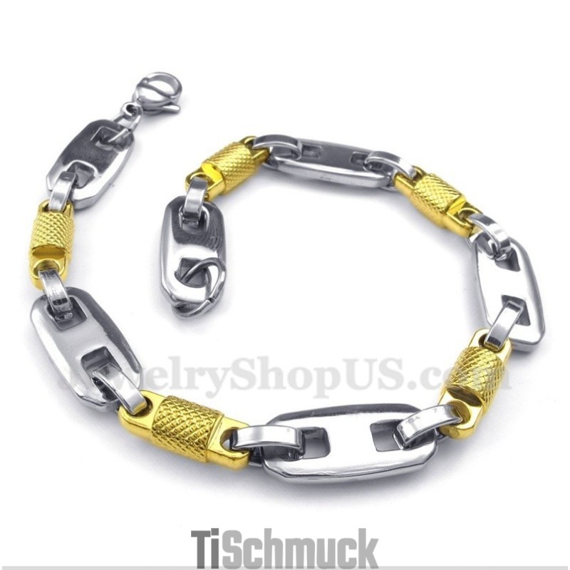 Herren-Zylinderarmband Aus Titan Und Gold Herren-Zylinderarmband Aus Titan Und Gold