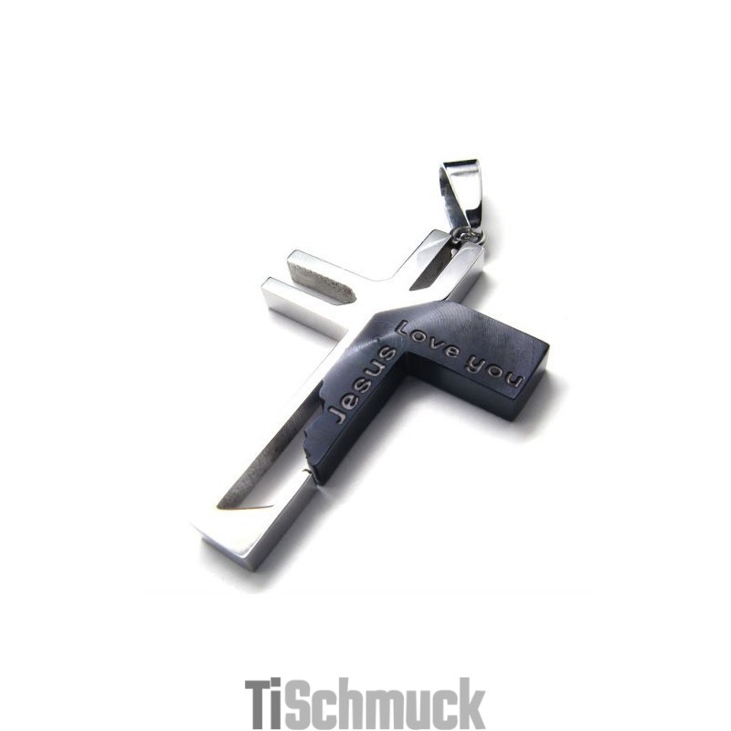 Ich Liebe Dich, Jesus-Kreuz-Anhänger Aus Titan (Schwarz) Ich Liebe Dich, Jesus-Kreuz-Anhänger Aus Titan (Schwarz)