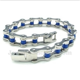 Herren-Fahrradkettenarmband Aus Titan Und Blauem Gummi