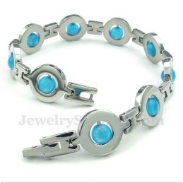 Herrenarmband Aus Titan Mit Runden Blauen Perlen