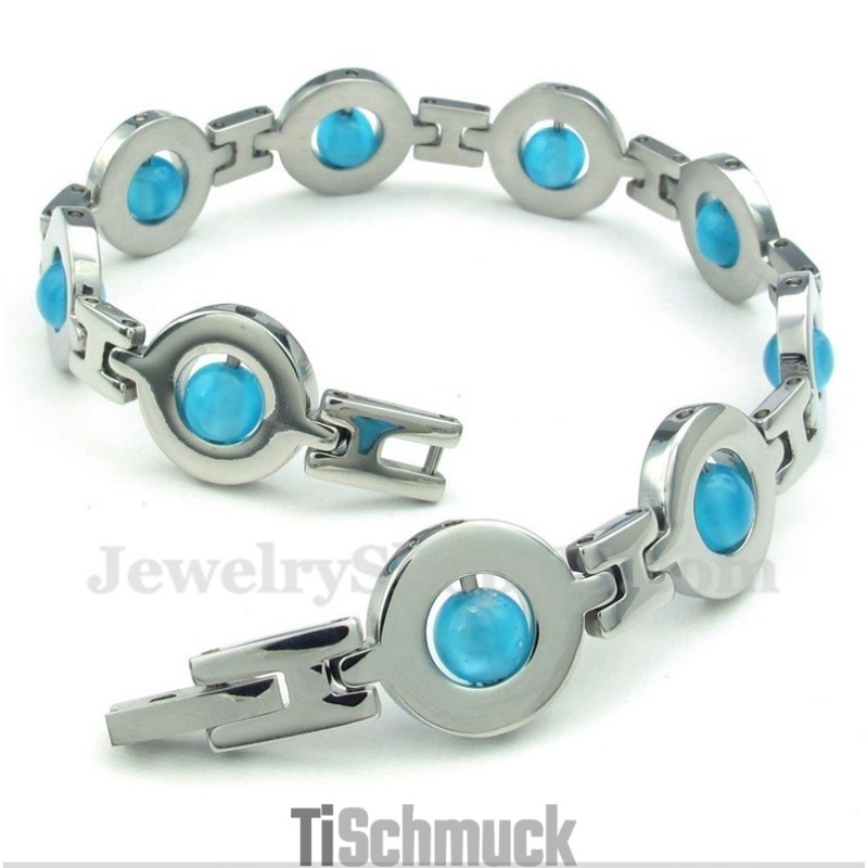Herrenarmband Aus Titan Mit Runden Blauen Perlen Herrenarmband Aus Titan Mit Runden Blauen Perlen