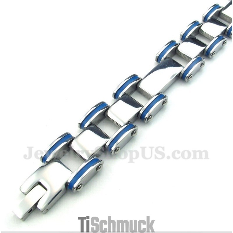 Herrenarmband Aus Titan Und Blauem Kautschuk Herrenarmband Aus Titan Und Blauem Kautschuk