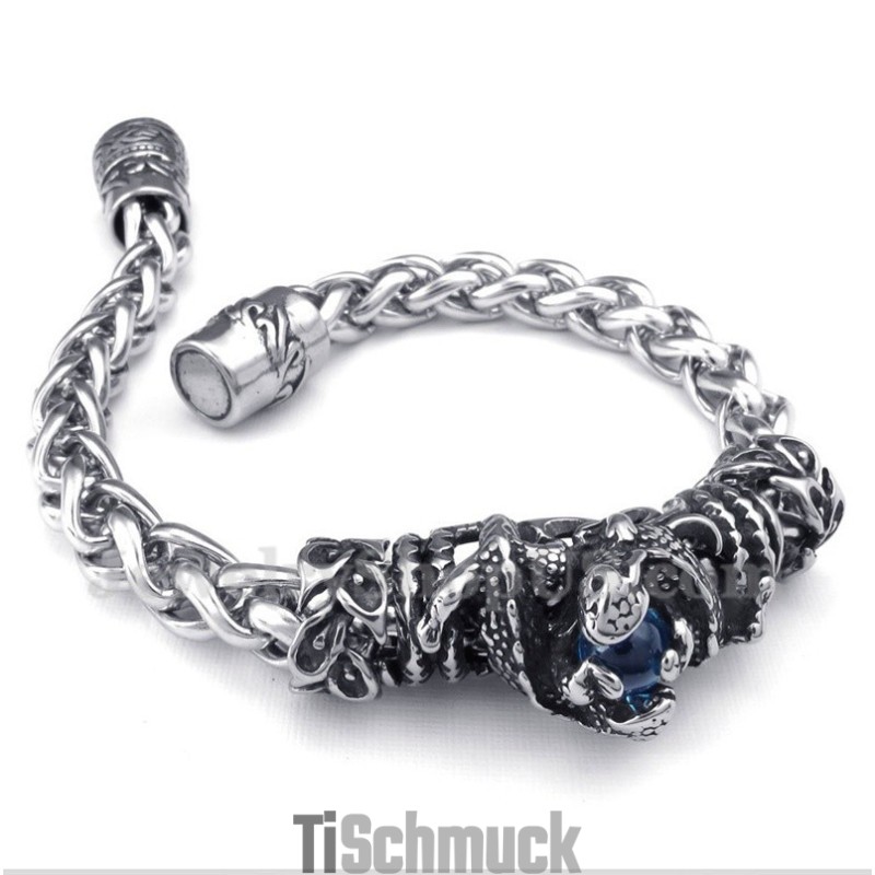 Herrenarmband Aus Titan Mit Blauen Diamanten