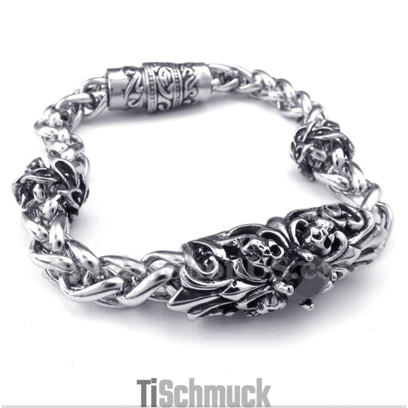 Herrenarmband Aus Titanguss Mit Schwarzen Diamanten