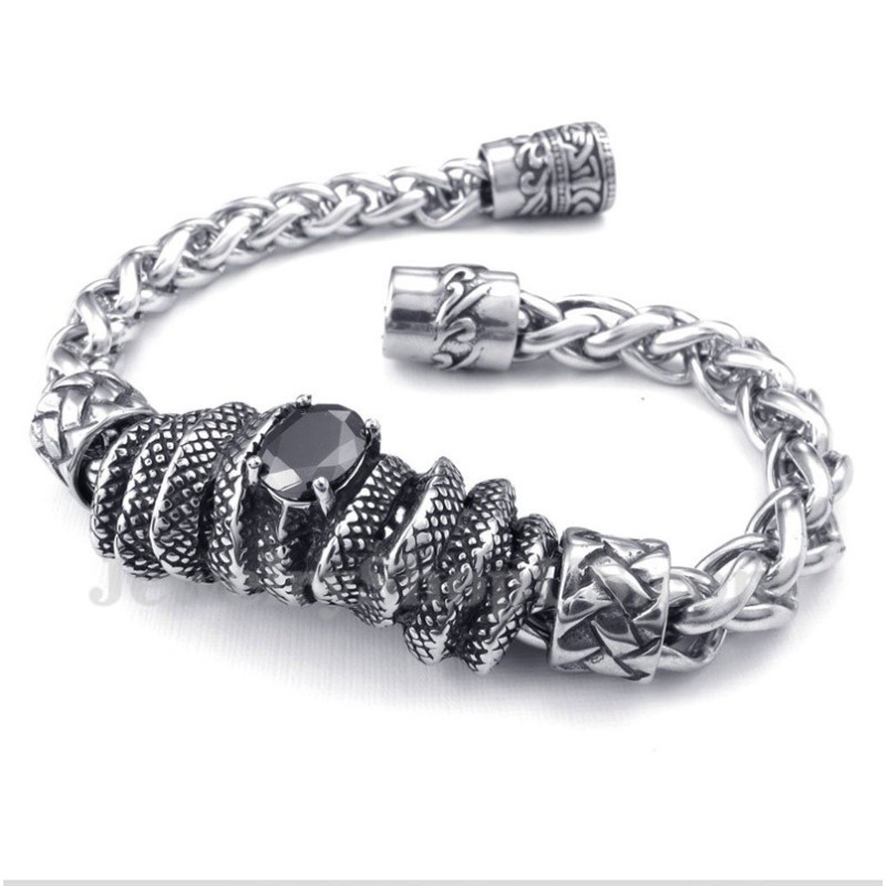 Herrenarmband Aus Titanguss Mit Schwarzen Diamanten