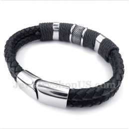 Herrenarmband Aus Titan Und Schwarzem Leder
