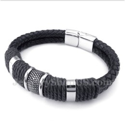 Herrenarmband Aus Titan Und Schwarzem Leder