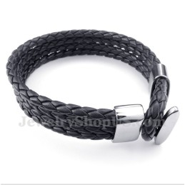 Herrenarmband Aus Titan Und Schwarzem Leder