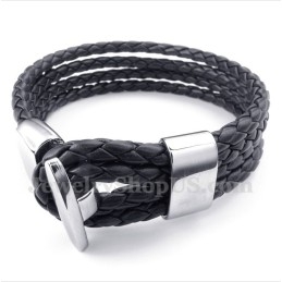 Herrenarmband Aus Titan Und Schwarzem Leder