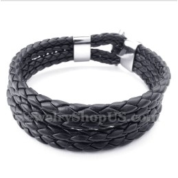 Herrenarmband Aus Titan Und Schwarzem Leder