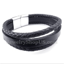 Herrenarmband Aus Titan Und Schwarzem Leder