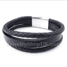 Herrenarmband Aus Titan Und Schwarzem Leder