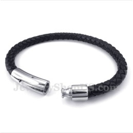 Herrenarmband Aus Titan Und Schwarzem Leder