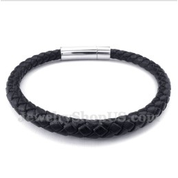 Herrenarmband Aus Titan Und Schwarzem Leder