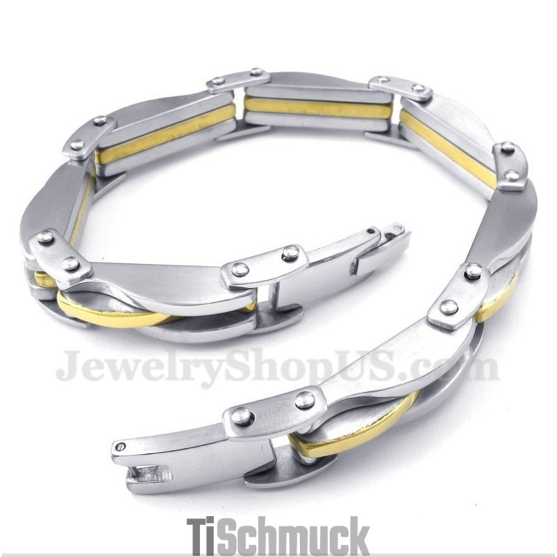 Herren Titan Gold Wellenarmband Herren Titan Gold Wellenarmband