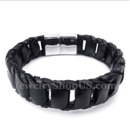 Herrenarmband Aus Titan Und Schwarzem Leder