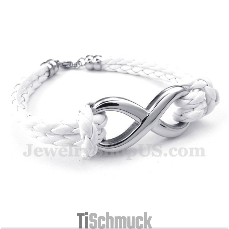 Herren-Lederarmband Aus Titan Mit Unendlichkeitssymbol