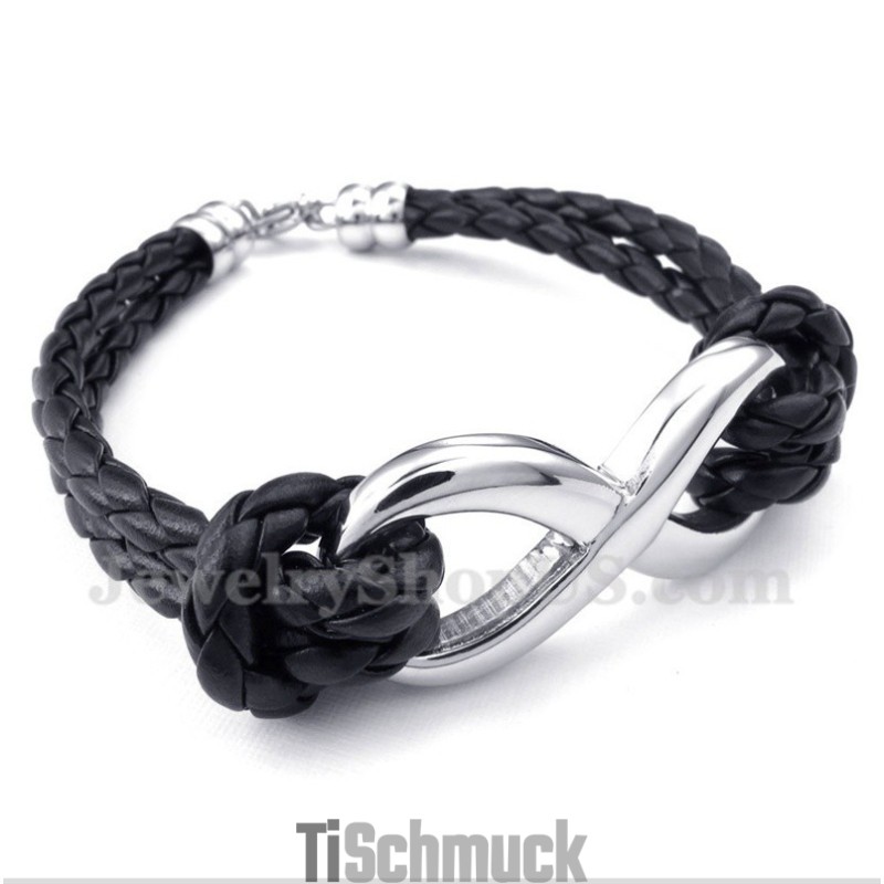 Herren-Lederarmband Aus Titan Mit Unendlichkeitssymbol Herren-Lederarmband Aus Titan Mit Unendlichkeitssymbol