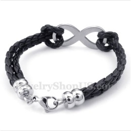Herren-Lederarmband Aus Titan Mit Unendlichkeitssymbol