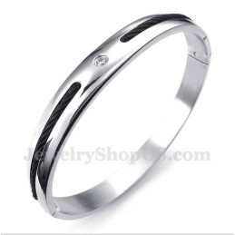 Herrenarmband Aus Titan Mit Schwarzem Kabel Und Diamanten