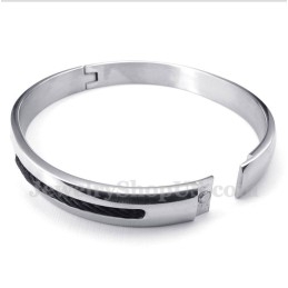 Herrenarmband Aus Titan Mit Schwarzem Kabel Und Diamanten