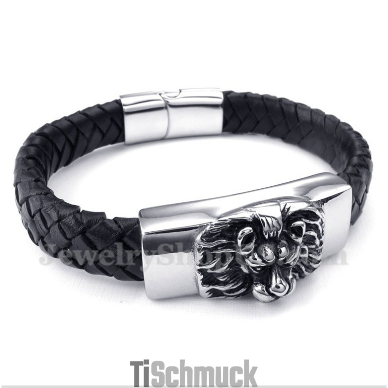 Herren Titan Löwenkopf Lederarmband