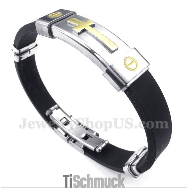 Herren-Kreuzarmband Aus Titankautschuk