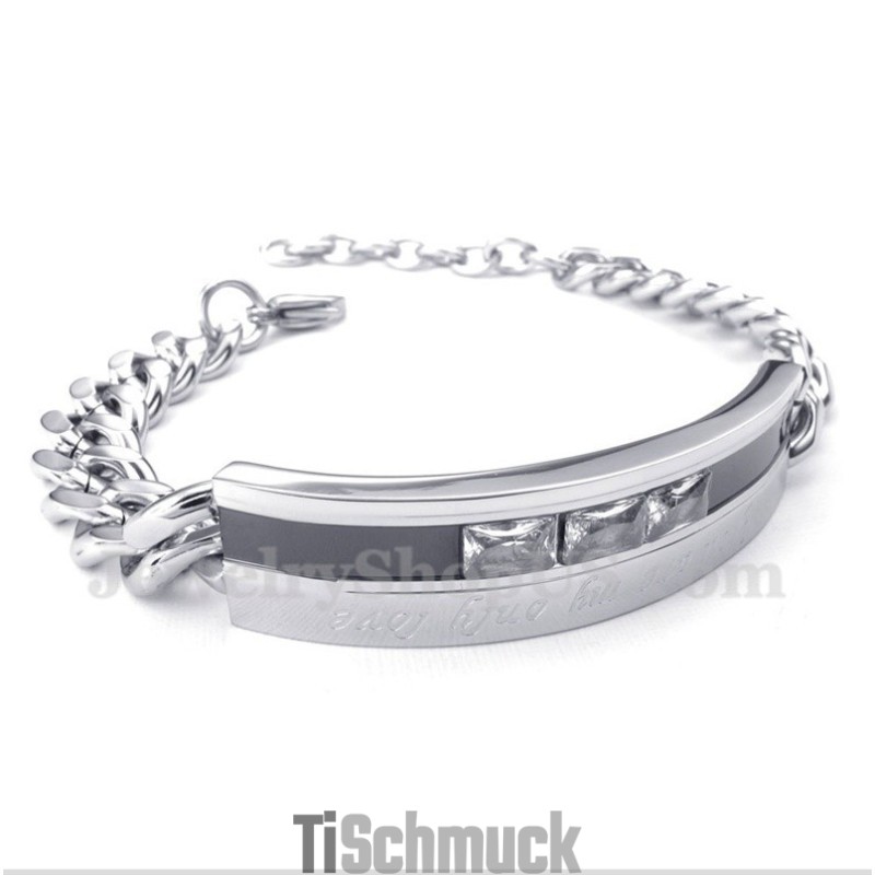 Herren Titan Schwarz Kristall Herren Paar Armband Herren Titan Schwarz Kristall Herren Paar Armband
