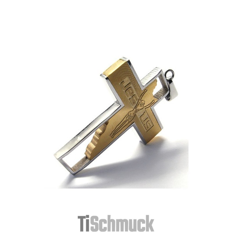 Jesuskreuz-Anhänger Aus Titan (Golden)