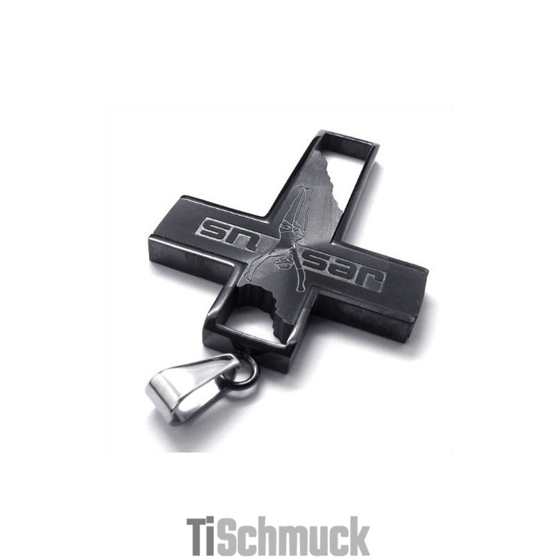 Jesus-Kreuz-Anhänger Aus Titan (Schwarz)