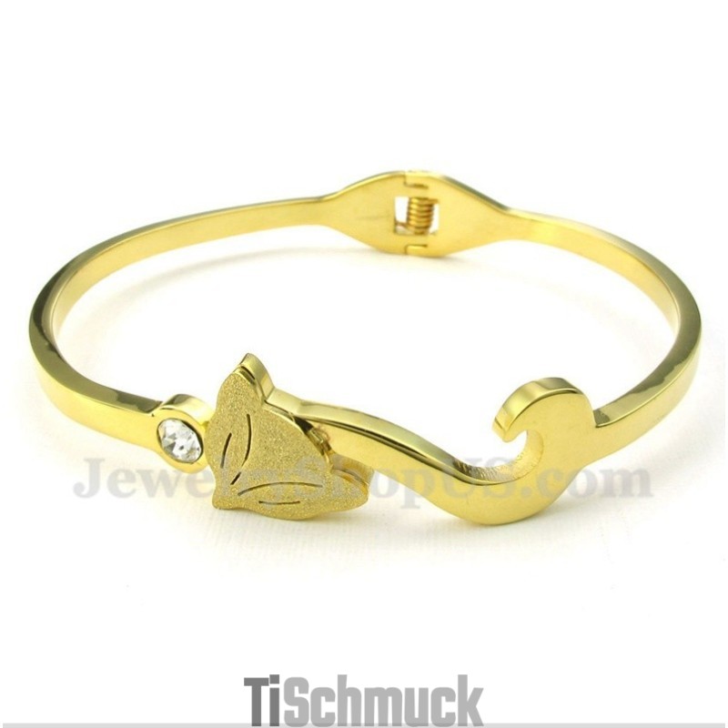 Herren-Armband Aus Titan Und Gold Mit Fuchs-Motiv Herren-Armband Aus Titan Und Gold Mit Fuchs-Motiv