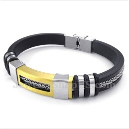 Herrenarmband Aus Titan Und Kautschuk In Gold