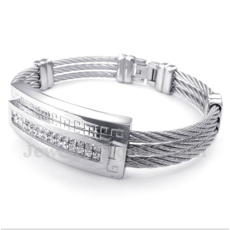 Herren-Titan-Diamant-Kabelarmband