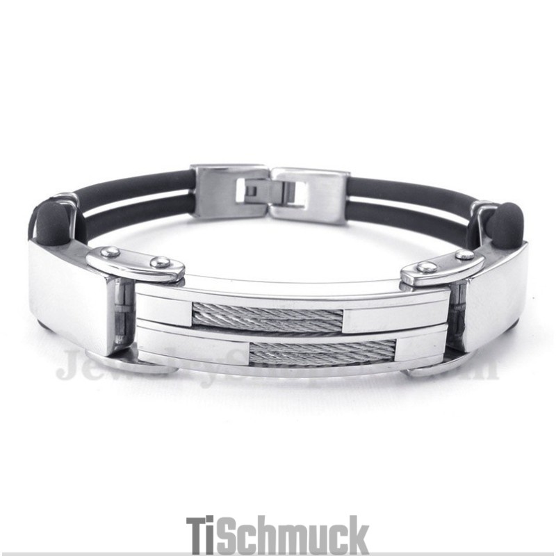 Herren-Lederarmband Aus Titankabel Herren-Lederarmband Aus Titankabel