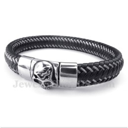 Herren-Kabelarmband Aus Titan Und Schwarzem Leder