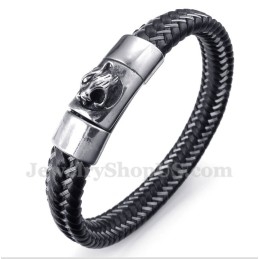 Herren-Kabelarmband Aus Titan Und Schwarzem Leder