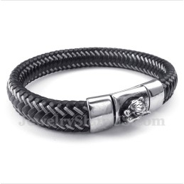 Herren-Kabelarmband Aus Titan Und Schwarzem Leder