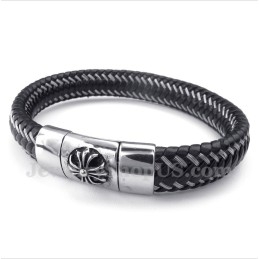 Herren-Kabelarmband Aus Titan Und Schwarzem Leder