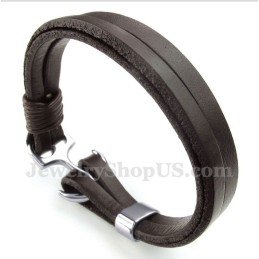 Herren-Lederarmband Mit Anker