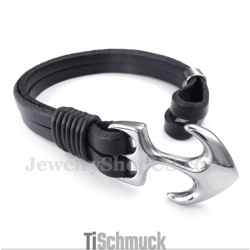 Herren-Lederarmband Mit Anker Herren-Lederarmband Mit Anker