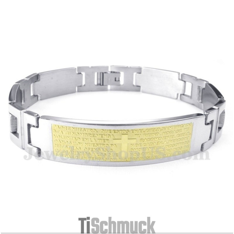 Herrenarmband Aus Titan Mit Kreuz Und Bibelvers