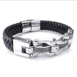 Herren-Lederarmband Aus Titan Mit Diamanten