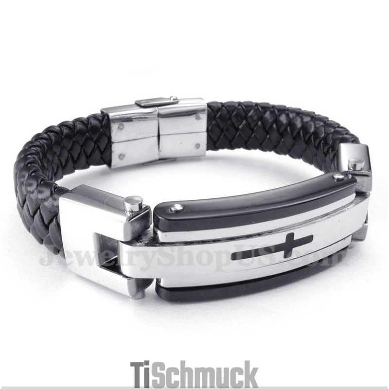 Herren Titan Kreuz Lederarmband