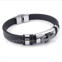 Herren-Armband Aus Titan Mit Griechischem Mäandermuster Und Kreuz Aus Gummi