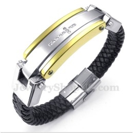 Herren Titan Diamant Kreuz Lederarmband