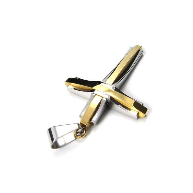 Modischer Ripple-Kreuz-Anhänger Aus Titan (Golden)