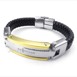 Herren Titan Diamant Kreuz Lederarmband