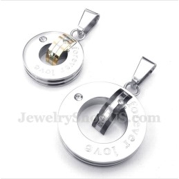 Runder Pärchenanhänger „Forever Love“ Aus Titan Mit Diamanten Und Kostenloser Kette (Ein Paar)