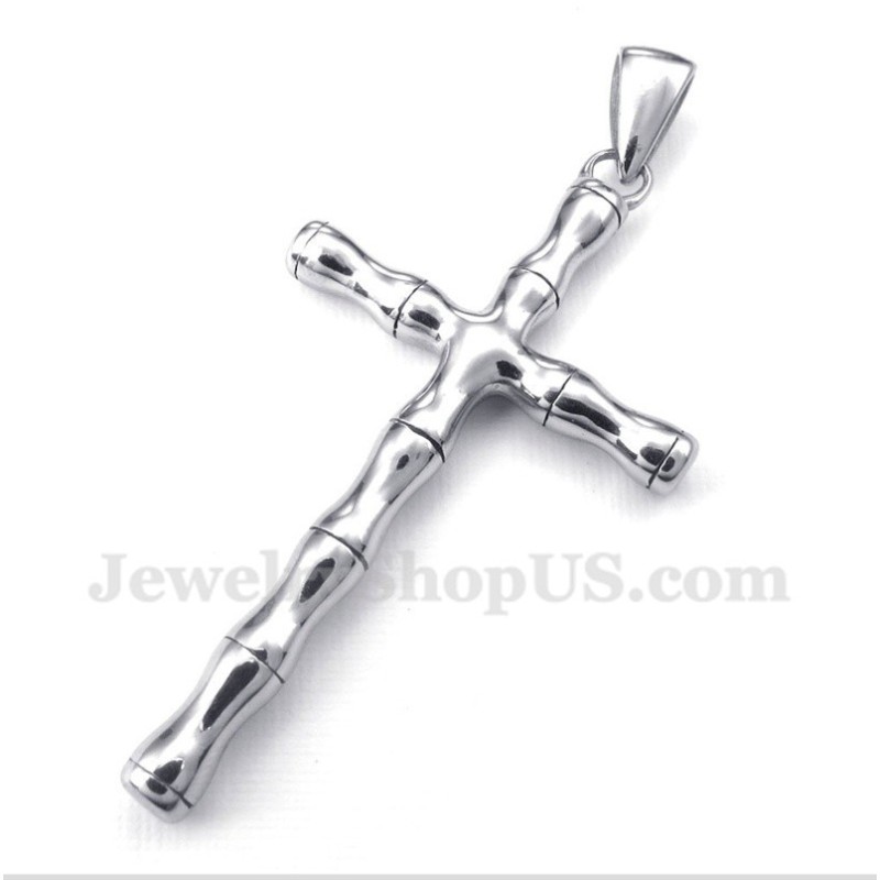 Herren-Kreuzanhänger Aus Titan Mit Bambus-Anhänger Und Kostenloser Kette