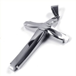 Modischer Ripple-Kreuz-Anhänger Aus Titan (Silber)